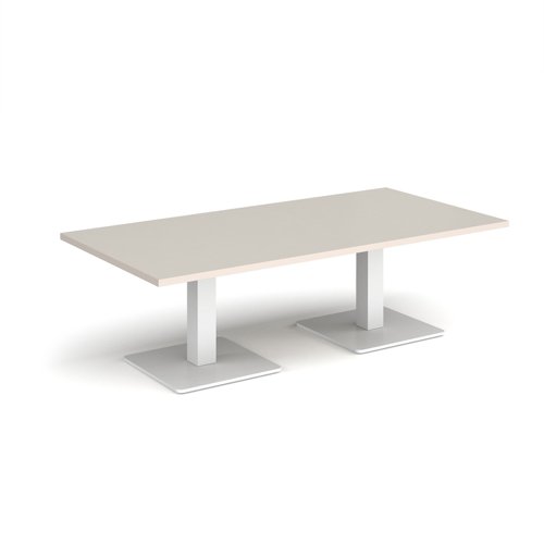 Brescia rectangular coffee table with flat square white bases 1600mm x 800mm - Light Grey