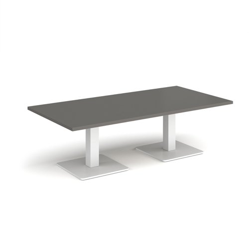 Brescia rectangular coffee table with flat square white bases 1600mm x 800mm -Onyx Grey