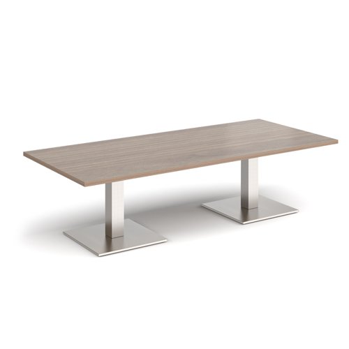 Brescia rectangular coffee table with flat square brushed steel bases 1800mm x 800mm - barcelona walnut