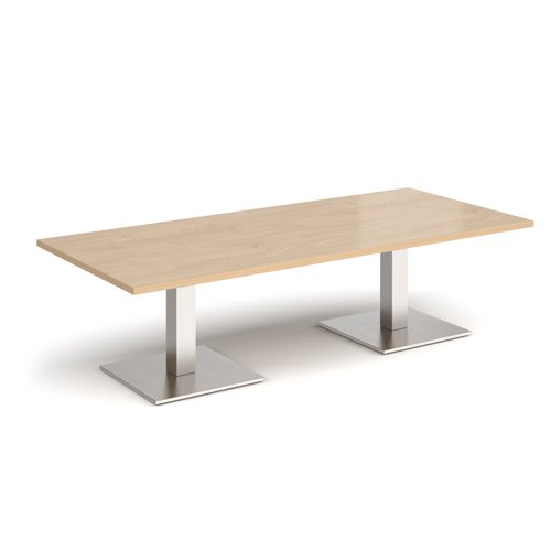 Brescia rectangular coffee table with flat square brushed steel bases 1800mm x 800mm - kendal oak Reception Tables BCR1800-BS-KO