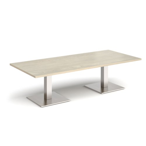 Brescia rectangular coffee table with flat square brushed steel bases 1800mm x 800mm - made to order