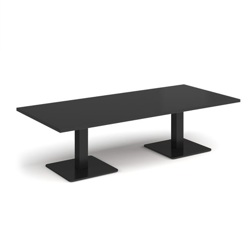 Brescia rectangular coffee table with flat square black bases 1800mm x 800mm - Black