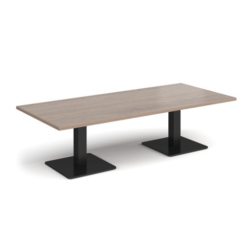 Brescia rectangular coffee table with flat square black bases 1800mm x 800mm - barcelona walnut