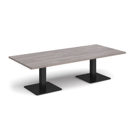 Brescia rectangular coffee table with flat square black bases 1800mm x 800mm - grey oak