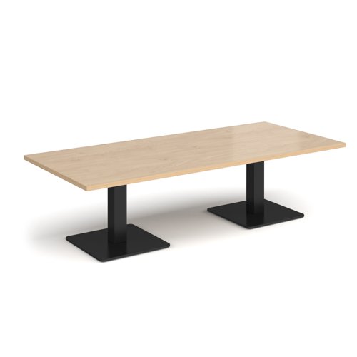Brescia rectangular coffee table with flat square black bases 1800mm x 800mm - kendal oak