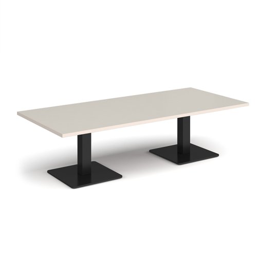 Brescia rectangular coffee table with flat square black bases 1800mm x 800mm - Light Grey