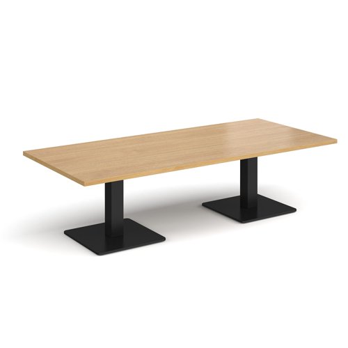 BCR1800-K-O Brescia rectangular coffee table with flat square black bases 1800mm x 800mm - oak