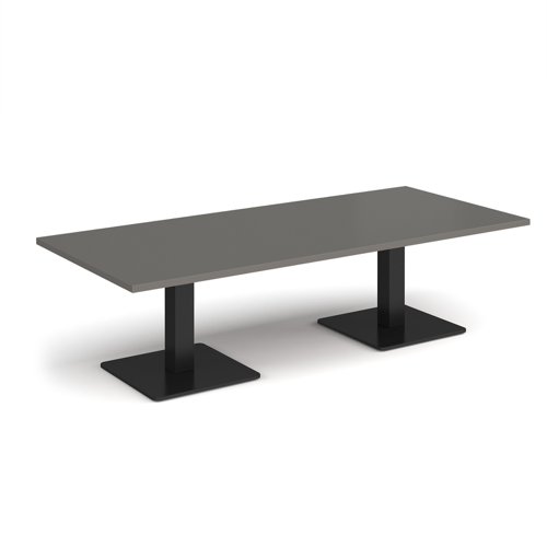 Brescia rectangular coffee table with flat square black bases 1800mm x 800mm - Onyx Grey | BCR1800-K-OG | Dams International