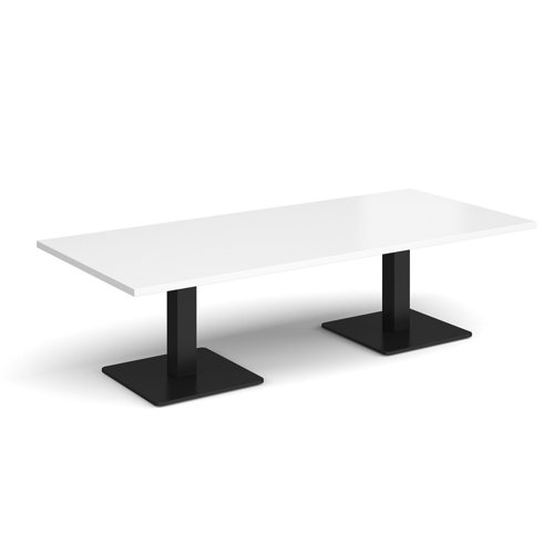 BCR1800-K-WH Brescia rectangular coffee table with flat square black bases 1800mm x 800mm - white