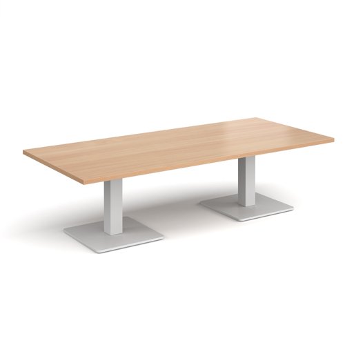 Brescia rectangular coffee table with flat square white bases 1800mm x 800mm - beech Reception Tables BCR1800-WH-B
