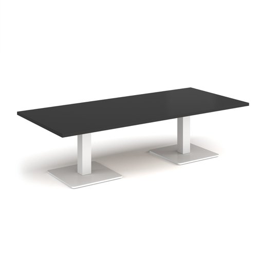 Brescia rectangular coffee table with flat square white bases 1800mm x 800mm - Black