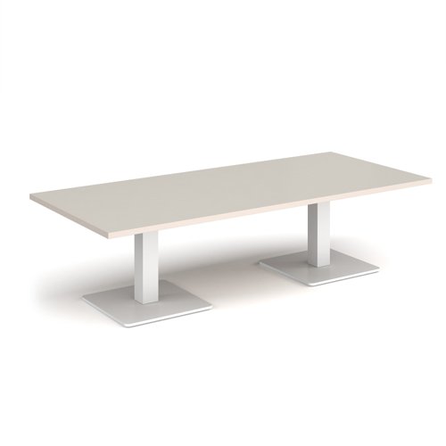 Brescia rectangular coffee table with flat square white bases 1800mm x 800mm - Light Grey