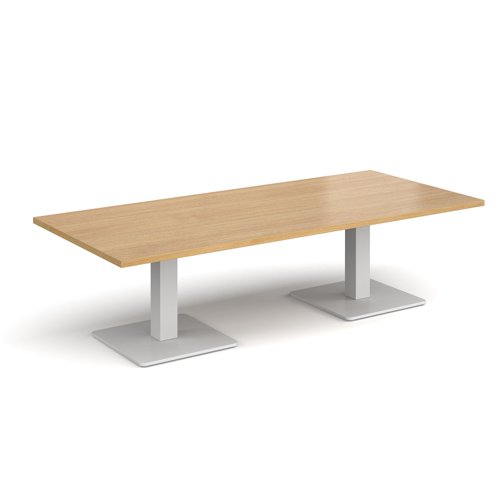 Brescia rectangular coffee table with flat square white bases 1800mm x 800mm - oak Reception Tables BCR1800-WH-O