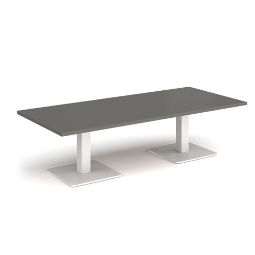 Brescia rectangular coffee table with flat square white bases 1800mm x 800mm - Onyx Grey