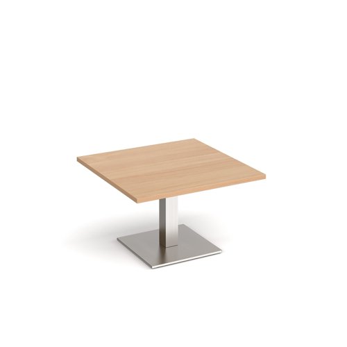 Brescia square coffee table with flat square brushed steel base 800mm - beech BCS800-BS-B Buy online at Office 5Star or contact us Tel 01594 810081 for assistance