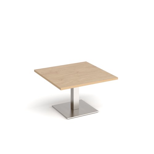 Brescia square coffee table with flat square brushed steel base 800mm - Kendal oak