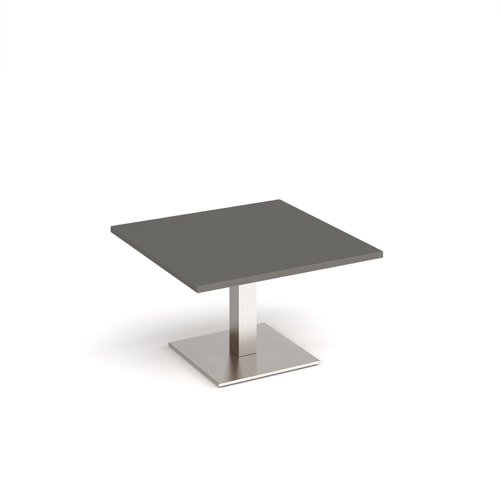 Brescia square coffee table with flat square brushed steel base 800mm - Onyx Grey