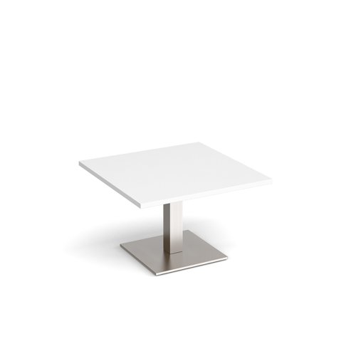 BCS800-BS-WH Brescia square coffee table with flat square brushed steel base 800mm - white