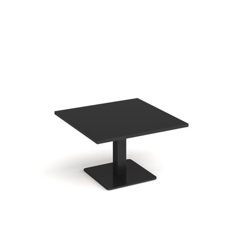 Brescia square coffee table with flat square black base 800mm - Black