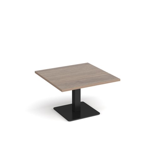 Brescia square coffee table with flat square black base 800mm - barcelona walnut
