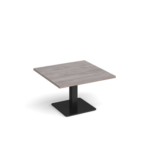Brescia square coffee table with flat square black base 800mm - grey oak