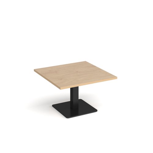 Brescia square coffee table with flat square black base 800mm - kendal oak