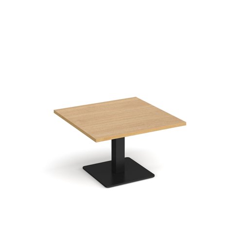 BCS800-K-O Brescia square coffee table with flat square black base 800mm - oak