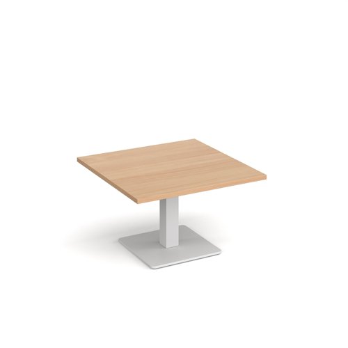 Brescia square coffee table with flat square white base 800mm - beech Reception Tables BCS800-WH-B