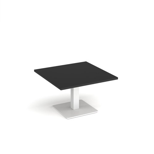 Brescia square coffee table with flat square white base 800mm - Black