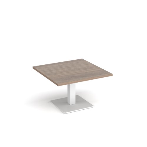BCS800-WH-BW Brescia square coffee table with flat square white base 800mm - barcelona walnut