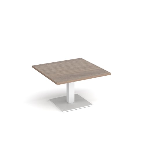 Brescia square coffee table with flat square white base 800mm - barcelona walnut