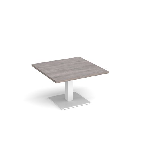 Brescia square coffee table with flat square white base 800mm - grey oak Reception Tables BCS800-WH-GO
