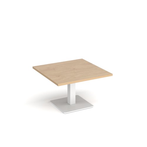 BCS800-WH-KO Brescia square coffee table with flat square white base 800mm - kendal oak