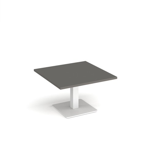 Brescia square coffee table with flat square white base 800mm - Onyx grey