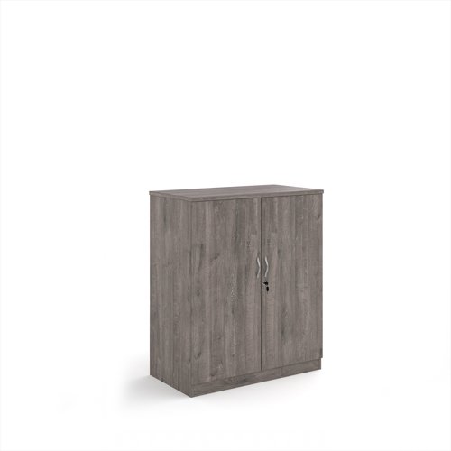 Deluxe double door cupboard 1200mm high with 2 shelves - Grey Oak