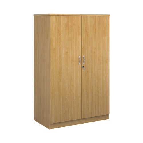 Deluxe double door cupboard 1600mm high with 3 shelves - oak