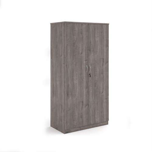 Deluxe double door cupboard 2000mm high with 4 shelves - Grey Oak