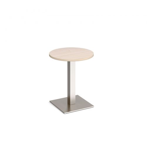 Brescia circular dining table with flat square brushed steel base 600mm - maple