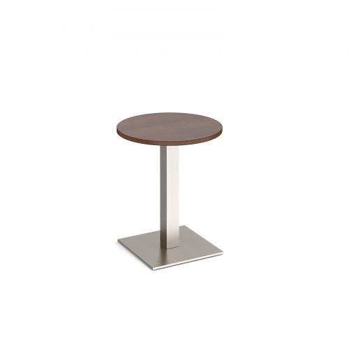 Brescia circular dining table with flat square brushed steel base 600mm - walnut