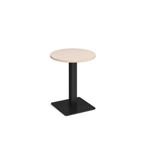 Brescia circular dining table with flat square black base 600mm - maple