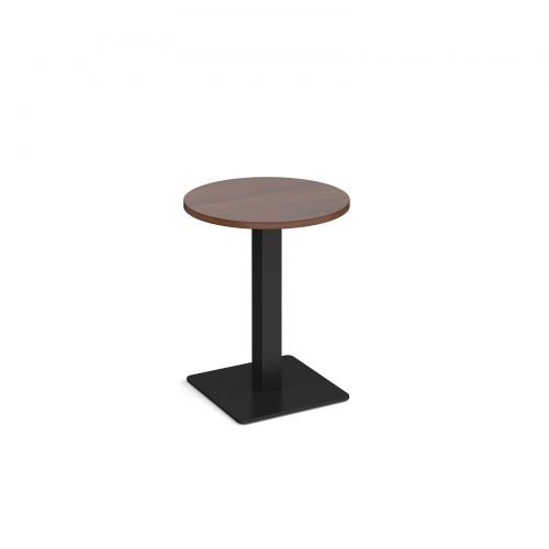 Brescia circular dining table with flat square black base 600mm - walnut
