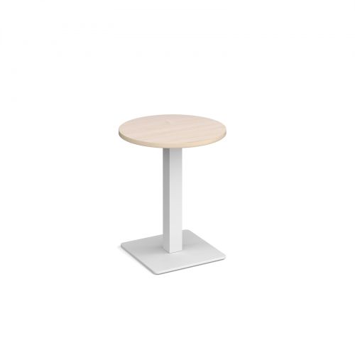 Brescia circular dining table with flat square white base 600mm - maple