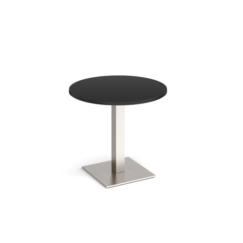 Brescia circular dining table with flat square brushed steel base 800mm - Black  BDC800-BS-BK