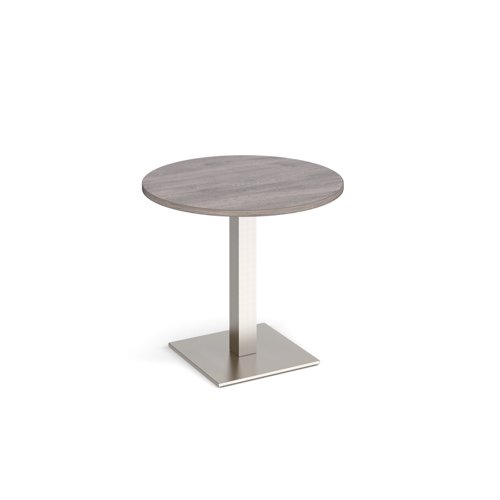 Brescia circular dining table with flat square brushed steel base 800mm - grey oak