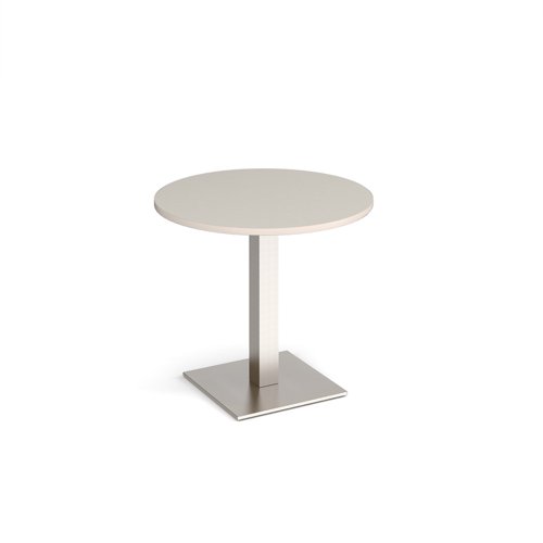 Brescia circular dining table with flat square brushed steel base 800mm - Light Grey  BDC800-BS-LG