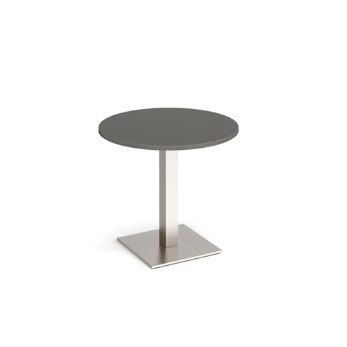 Brescia circular dining table with flat square brushed steel base 800mm -Onyx Grey  BDC800-BS-OG