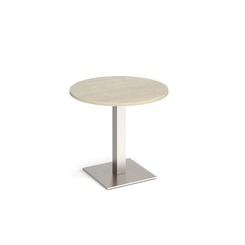 Brescia circular dining table with flat square brushed steel base 800mm - made to order