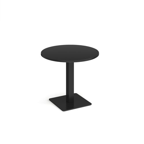 Brescia circular dining table with flat square black base 800mm - Black