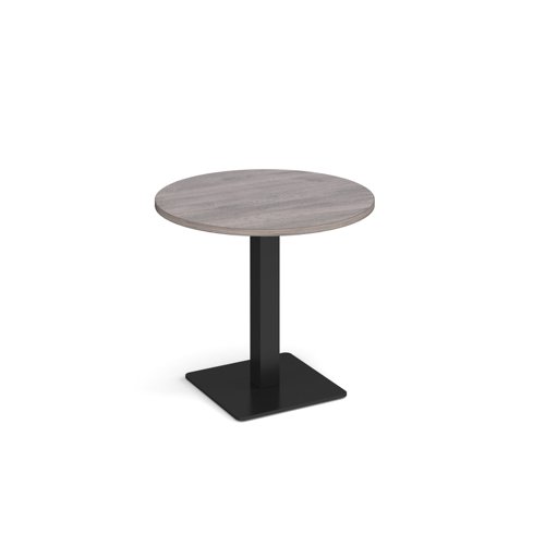 Brescia circular dining table with flat square black base 800mm - grey oak