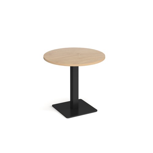 Brescia circular dining table with flat square black base 800mm - kendal oak